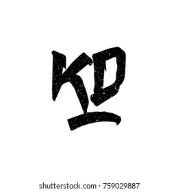 KO. Ink hand lettering. Modern brush calligraphy. Handwritten phrase. Inspiration graphic design typography element. Rough simple vector sign.