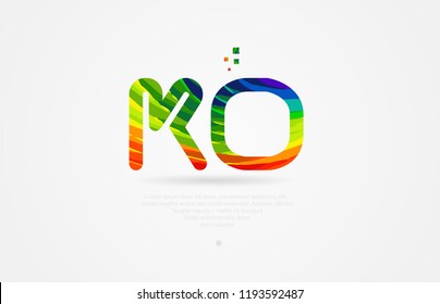 ko k o alphabet letter logo icon combination design with rainbow color