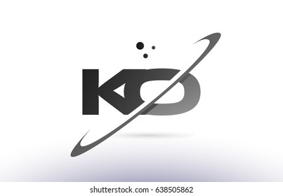 ko k o alphabet letter logo black white grey swoosh creative text dots company vector icon design template