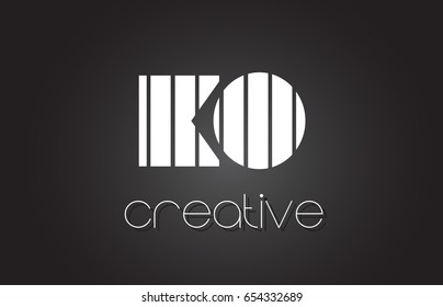 KO K O Creative Letter Logo Design With White and Black Lines.
