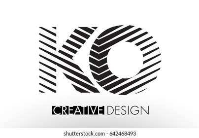 KO K O Lines Letter Design with Creative Elegant Zebra Vector Illustration.