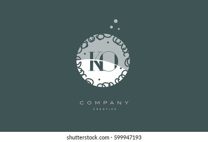 ko k o  monogram floral vintage retro green white alphabet decorative company letter logo design vector icon template 