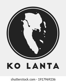 Ko Lanta icon. Round logo with island map and title. Stylish Ko Lanta badge with map. Vector illustration.