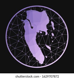 Ko Lanta icon. Vector polygonal map of the island. Ko Lanta icon in geometric style. The island map with purple low poly gradient on dark background.