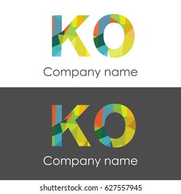 KO letter abstract mosaic shape icon colorful