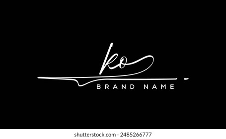 KO letter beauty handwriting vector logo. 