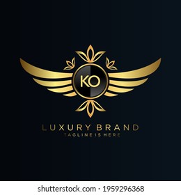 KO Letter Initial with Royal Template.elegant with crown logo vector, Creative Lettering Logo Vector Illustration.