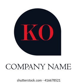 KO Letters red , Abstract black background logo, Design identity in shape, Alphabet letter