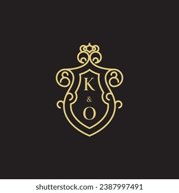 KO line vintage initial logo in high quality professional design that will print well across any print media