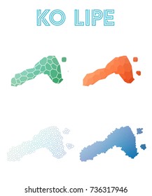 Ko Lipe geometric polygonal, mosaic style island maps collection. Modern design for your infographics or presentation.