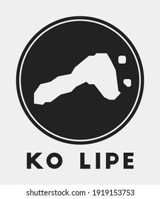 Ko Lipe icon. Round logo with island map and title. Stylish Ko Lipe badge with map. Vector illustration.