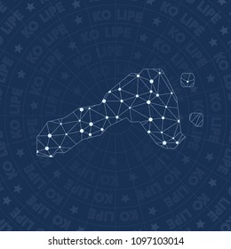 Ko Lipe network style island map. Valuable space style, modern design for infographics or presentation.