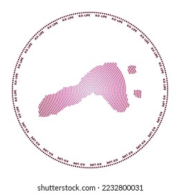 Ko Lipe round logo. Digital style shape of Ko Lipe in dotted circle with island name. Tech icon of the island with gradiented dots. Attractive vector illustration.
