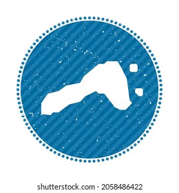Ko Lipe striped retro travel sticker. Badge with a map of the island, vector illustration. Can be used as insignia, logotype, label, sticker, or badge of Ko Lipe.