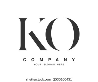 Diseño de logo KO. Estilo de letra inicial k y o serif. Tipografía de nombre de empresa clásica creativa. Logotipo o identidad de moda. Ilustración vectorial.