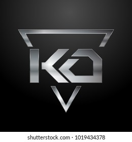 KO Logo, Metal Logo, Silver Logo, Monogram, Polygon