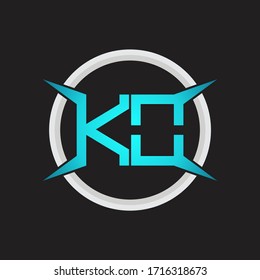 KO Logo monogram with circle and four taper shape design template