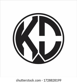 KO Logo monogram circle with piece ribbon style on white background