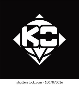 KO Logo monogram with circle shape and square rotate rounded design template on black background
