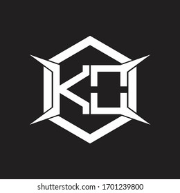 Monogramm des KO-Logos mit Hexagon und vier Tapetendesign-Vorlagen