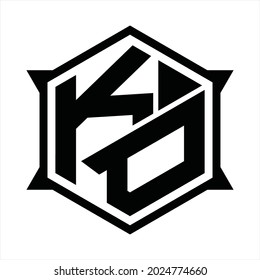 KO Logo monogram with hexagon and sharp shape design template