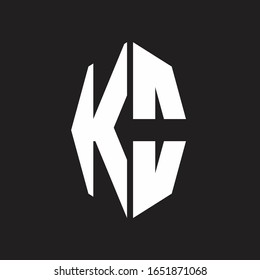 Monograma de logotipo KO con plantilla de diseño de estilo de cinta octagonal