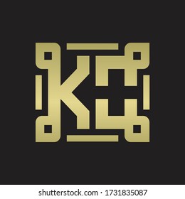 Monograma de logotipo de KO con plantilla de diseño de arte de línea