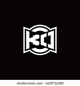 KO logo monogram with ribbon style circle rounded design template