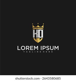 Monograma de carta de lujo KO para diseño de logotipo de corona y escudo