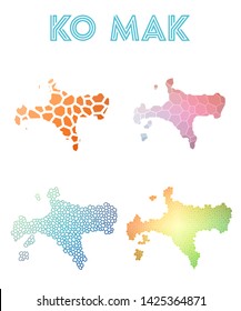Ko Mak geometric polygonal, mosaic style island maps collection. Modern design for your infographics or presentation.