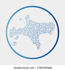 Ko Mak icon. Network map of the island. Round Ko Mak sign with gradient ring. Technology, internet, network, telecommunication concept. Vector illustration.