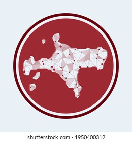 Ko Mak icon. Trendy tech logo of the island. Geometric mesh round design. Technology, internet, network, telecommunication concept. Vector illustration.