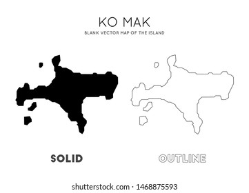 Ko Mak map. Blank vector map of the Island. Borders of Ko Mak for your infographic. Vector illustration.