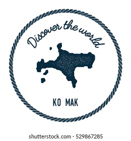 Ko Mak map in vintage discover the world rubber stamp. Hipster style nautical postage Ko Mak stamp, with round rope border. Ko Mak map vector illustration.