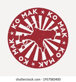 Ko Mak stamp. Travel red rubber stamp with the map of island, vector illustration. Can be used as insignia, logotype, label, sticker or badge of the Ko Mak.