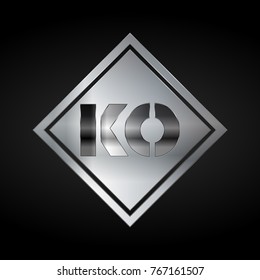 KO Monogram, Silver Logo, Metal Logo, Luxury, Elegant, Abstract, square