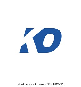 KO negative space letter logo blue