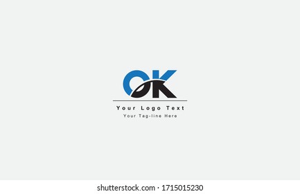 Logo de la carta KO o OK. Único atractivo creativo moderno inicial KO OK K O inicial icono de carta