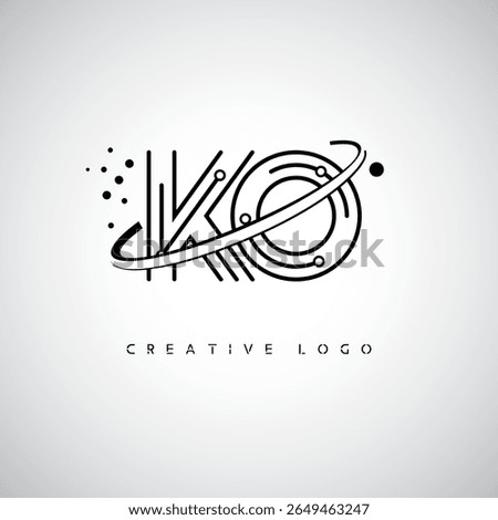 KO Orbit Monogram Logo – Futuristic Minimal Letter mark with Circular Line Art, Tech-Inspired Dots and Space Motion Concept for Modern Branding Identity