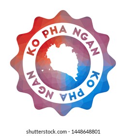 Ko Pha Ngan low poly logo. Colorful gradient travel logo of the island in geometric style. Multicolored polygonal Ko Pha Ngan rounded sign with map for your infographics.