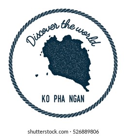 Ko Pha Ngan map in vintage discover the world rubber stamp. Hipster style nautical postage Ko Pha Ngan stamp, with round rope border. Ko Pha Ngan map vector illustration.