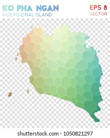Ko Pha Ngan polygonal, mosaic style island map. Actual low poly style, modern design for infographics or presentation.