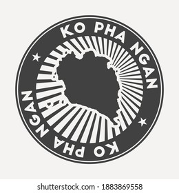 Ko Pha Ngan round logo. Vintage travel badge with the circular name and map of island, vector illustration. Can be used as insignia, logotype, label, sticker or badge of the Ko Pha Ngan.
