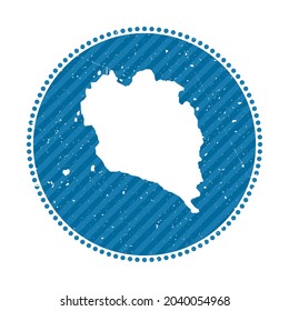 Ko Pha Ngan striped retro travel sticker. Badge with map of island, vector illustration. Can be used as insignia, logotype, label, sticker or badge of the Ko Pha Ngan.