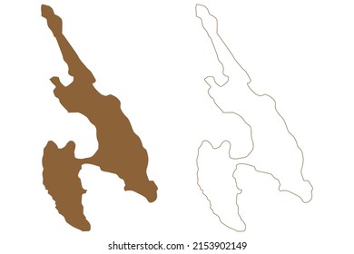Ko Phi Phi Don island (Kingdom of Thailand, Siam, Indian Ocean, Phi Phi Archipelago) map vector illustration, scribble sketch map
