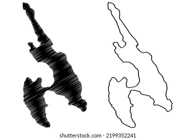 Isla Ko Phi Phi Don (Reino de Tailandia, Siam, Océano Índico, archipiélago Phi Phi), ilustración vectorial del mapa, mapa de dibujos animados