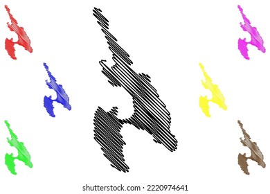 Ko Phi Phi Don island (Kingdom of Thailand, Siam, Indian Ocean, Phi Phi Archipelago) map vector illustration, scribble sketch map