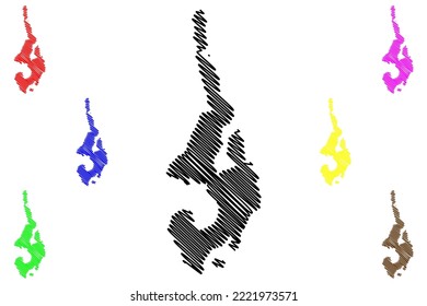 Ko Phi Phi Lee Insel (Königreich Thailand, Siam, Indischer Ozean, Archipel) Karte, Vektorgrafik, Skizze Ko Phi Leh Karte