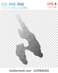 Ko Phi Phi polygonal map, mosaic style island. Admirable low poly style, modern design. Polygonal map for infographics or presentation.