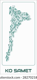 Ko Samet digital style map. Small circle dots on white background. Dotted shape of the island. Ko Samet map and title. Amazing vector illustration.